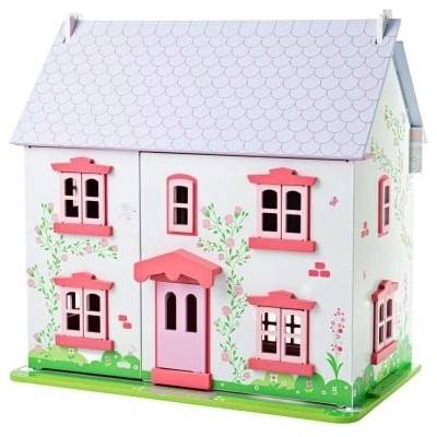 - Дървена къща с обзавеждане и семейство - Къщичка с рози (JT101)