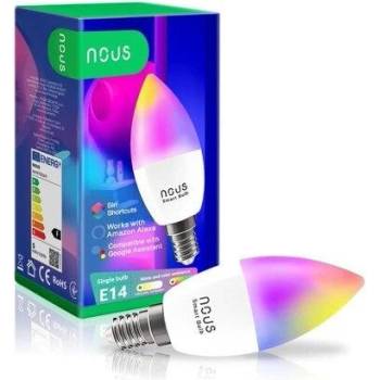 NOUS P4, smart žárovka E14 230V, WiFi, svíčka, 380lm, vícebarevná RGB, kompatibilní s Tuya