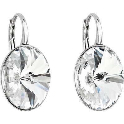Swarovski Elements Oval Rivoli náušnice visací bílé oválky 31166.1