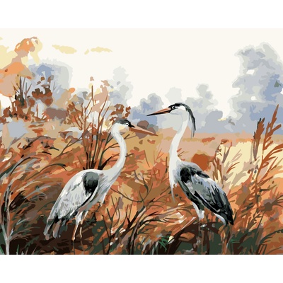 ZUTY Malování podle čísel PODZIMNÍ KRAJINA S JEŘÁBY Rozměr 80 x 100 cm Rámování vypnuté plátno na rám