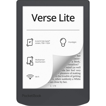 PocketBook eBook четец PocketBook PB619 Verse Lite, Среднощно сиво (27653)