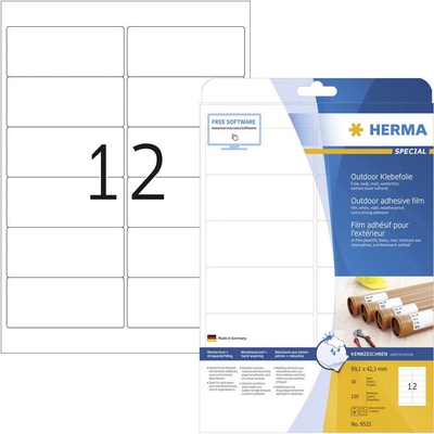 Herma 9533 99.1 x 42.3 mm polyethilenová fólie biela 120 ks trvalé Fóliové etikety laser, kópie