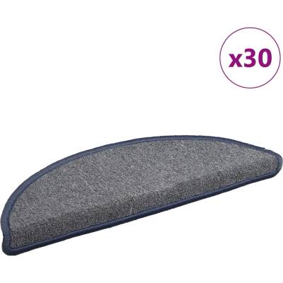 vidaXL Schodové rohože 30 ks 56 x 17 x 3 cm světle šedé a modré, půlkulaté