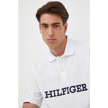 Tommy Hilfiger Памучна тениска с яка Tommy Hilfiger в бяло с апликация (MW0MW31676)