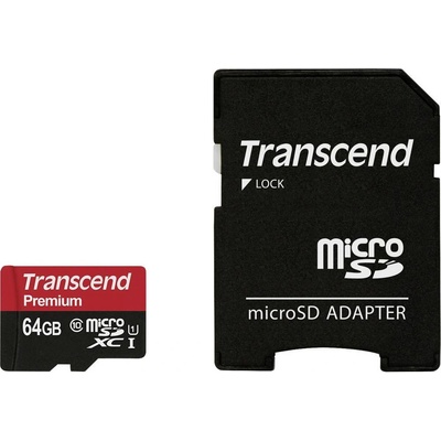 Transcend microSDXC 64GB UHS-I U1 + adapter TS64GUSDU1