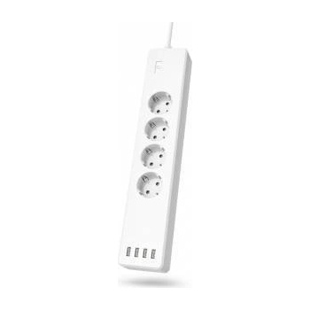 Hama Смарт разклонител Wi Fi 4 гнезда + 4x USB, 1.7 m, бял