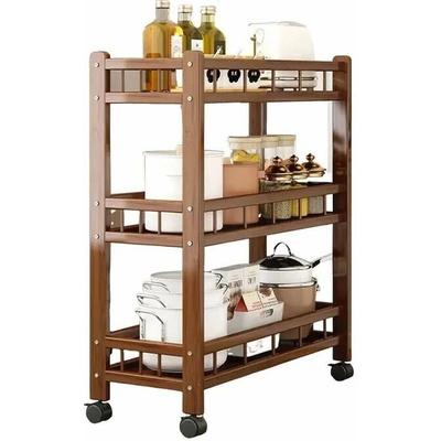 Servírovací stolek kolečka dřevo hnědá NoBi KAHIRA