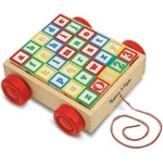 Melissa & Doug - Дървена количка за дърпане с кубчета (11169)