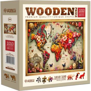 Wooden City Дървен пъзел Wooden City, 1010 части - Цветна карта на света (NB 0805-XL)