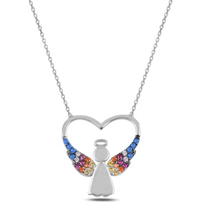 Olivie Strieborný náhrdelník srdce s anjelom 3696