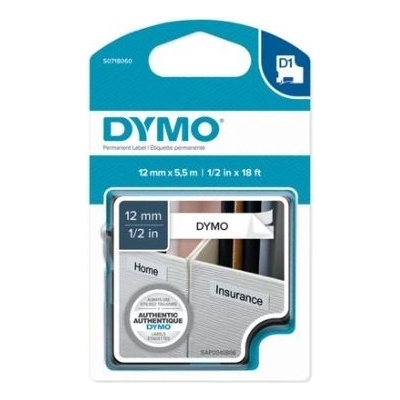 DYMO Label LM D1 poly, 12 mm, черни букви / бяла основа, S0718210, 18483, 18764, S0718060 (18764)