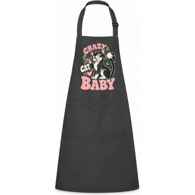 Dobrý Triko Zástěra s potiskem Cat baby Antracitová