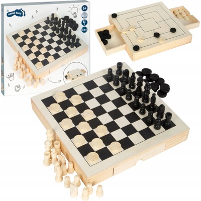 Small Foot Drevené kompaktné šachy 3v1