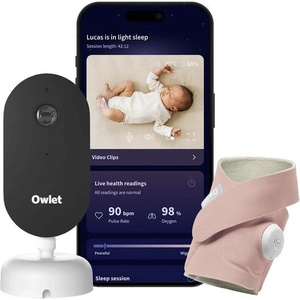 Owlet Умен чорап със сензор Owlet Dream Duo - С камера Dream Sight, Dusty Rose (PSR3NWDIN) - baby Бебефон