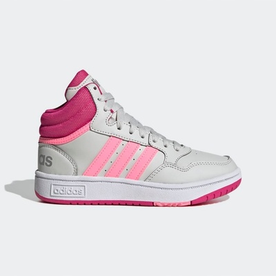 adidas Hoops 3.0 Mid K grey one/beam pink/team real magenta šedá
