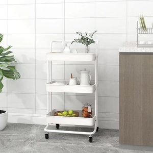 vidaXL Кухненска количка на 3 нива, бяла, 42x35x85 см, желязо и ABS (336336)