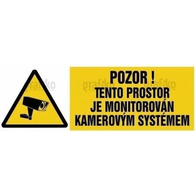 Grafiko | Pozor ! Tento prostor je monitorován kamerovým systémem - Materiál Samolepící PVC folie, Rozměr 148x52mm