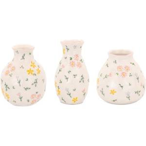 Sass & Belle Кремави глинени вази в комплект 3 бр. (височина 10 cm) Ditsy Floral - Sass & Belle (CZQ349)