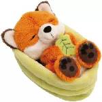 NICI Плюшена играчка „Ничи: Спяща лисичка с листо, в кошница - 12 см