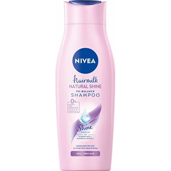 Nivea Hairmilk Natural Shine ošetrujúci šampón na unavené vlasy bez lesku 250 ml