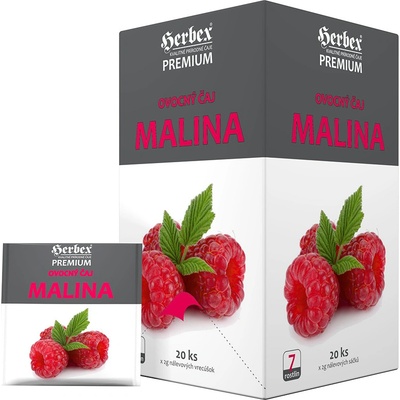 HERBEX Premium OVOCNÝ čaj s příchutí MALINA nálevové sáčky 20 x 2 g