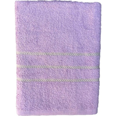 Top textil Osuška Pruhy béžové 70 x 130 cm světle fialová