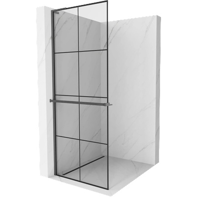 Mexen Kioto+ L душ параван с рафт Walk-in 80 x 200 см, черна решетка, четкано gun gray - 800-080-123-66-77 (800-080-123-66-77)