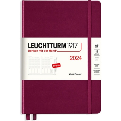 Leuchtturm1917 Medium Hardcover A5 Týždenný 2024 Port Red