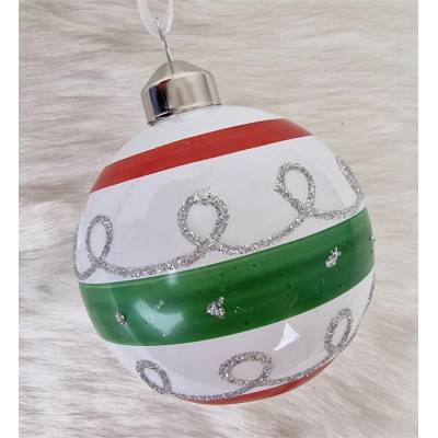 Huizhou Haiswei Daily Necessities Co., Ltd. Vianočná guľa retro 8 cm – bielo-červeno-zelená