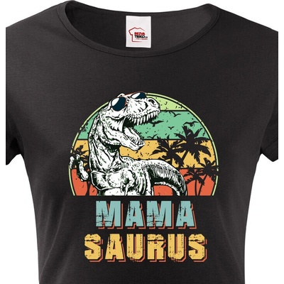 Bezvatriko.cz Dámské tričko pro maminky Mamasaurus Černá