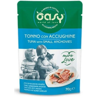 Oasy Cat More Love Adult Tuňák s krevetami ve vývaru 70 g