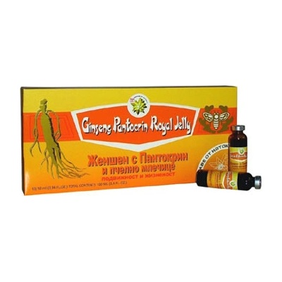 Korean Ginseng Products Ženšen s pantokrinem a mateří kašičkou Royal Jelly, ampule 10 x 10 ml