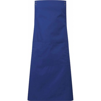 Premier Workwear Zástěra s laclem bez zavazování pro gastro a obsluhu s držákem utěrky a střední kapsou modrá královská