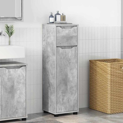 vidaXL Шкаф за баня Циментено сиво 30, 5 x 30 x 101 см Инженерно дърво (888740)