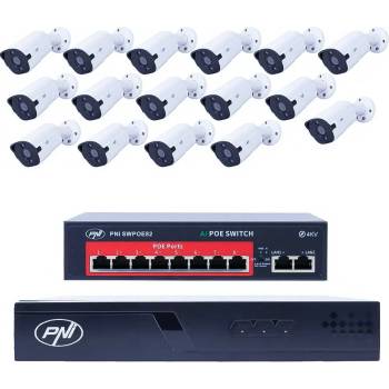 PNI House IP716 16x8MP 4K Ultra HD PoE Комплект с 16 Камери и Кабели (PNI-IP716-16I8)