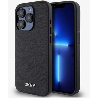 DKNY PU Leather Silver Metal Logo Magsafe Back Cover за iPhone 15 Pro Max Black DKNY DKNY | Cheren | МЪЖЕ | UNI