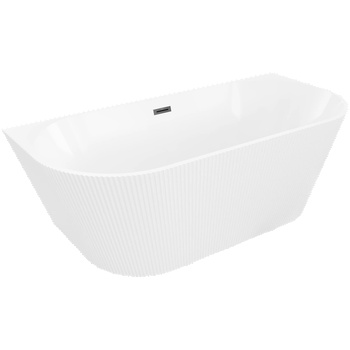 Mexen Oris свободностояща вана оребрена 150 x 75 cm, бяла, черен преливник - 52871507500-70 (52871507500-70)