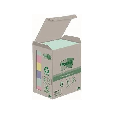 3M Eco-friendly Post-it® sticky notes, NATURE, pastel, 38x51mm, 6x100 cards