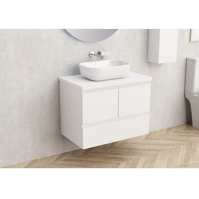 Inter Ceramic Конзолен PVC шкаф за баня BG 9048-75W + 7546-30, с бял плот, Inter Ceramic, 45х53.5х73.5см (BG 9048-75W + 7546-30)