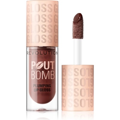 Revolution Beauty Pout Bomb блясък за устни с увеличаващ ефект цвят Espresso Cool Nude 4.6ml