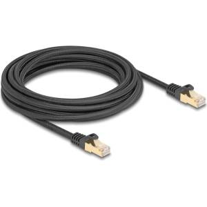 Delock RJ45 мрежов кабел с оплетка, Cat. 6A S/FTP, мъжки - мъжки, 5 м, черен