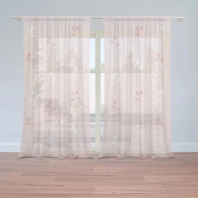 Sablio Záclony Biele a ružové kvety: 2ks 150x250cm