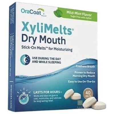 OraCoat XyliMelts Dry Mouth rozpustné priľnavé tablety s príchuťou jemná mäta 40 ks
