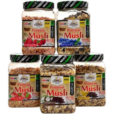 Amix Mr. Poppers Low carb Protein musli borůvka-vanilka 500 g