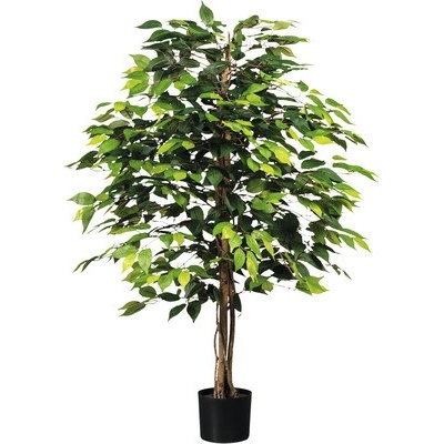 Umelá rastlina fikus drobnolistý Ficus benjamina 120 cm zelený 1260 listov prírodný kmeň v kvetináči 14,5 x 12,5 cm