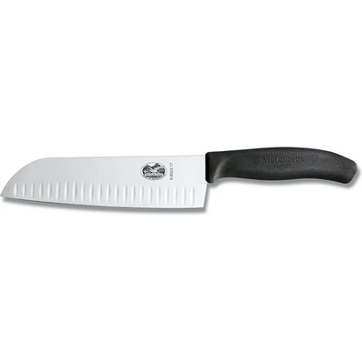 Victorinox Нож Сантоку 17 см, с овални жлебове, черен, Victorinox (VN6852317B)