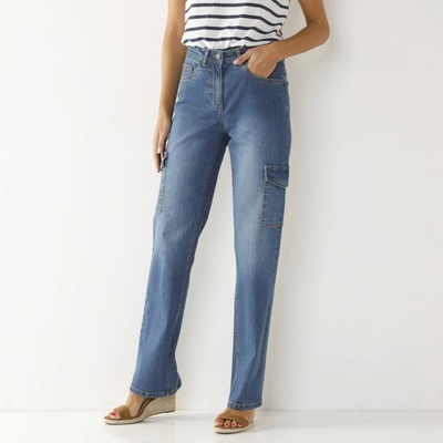 Cargo rovné strečové džínsy modrá