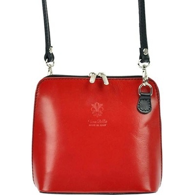 Vera Pelle kožená crossbody kabelka no. 55 s černými doplňky červená
