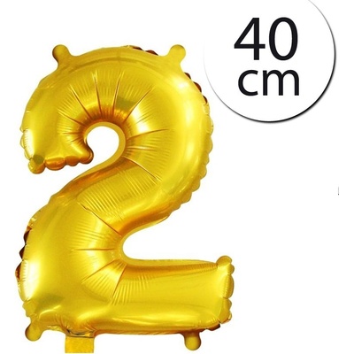 FUN RAG 4Gold 202906 Mini fóliový balón číslo 2 zlatý 40 cm