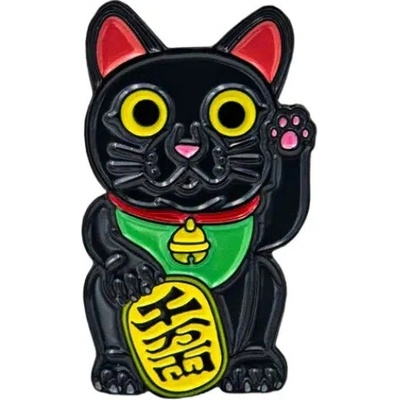 Leon Romer kovový pin Lucky Cat černá 30 mm